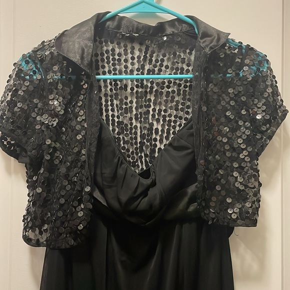 Strapless Cocktail Dress with Sequin Bolero Jacket - Picture 2 of 5